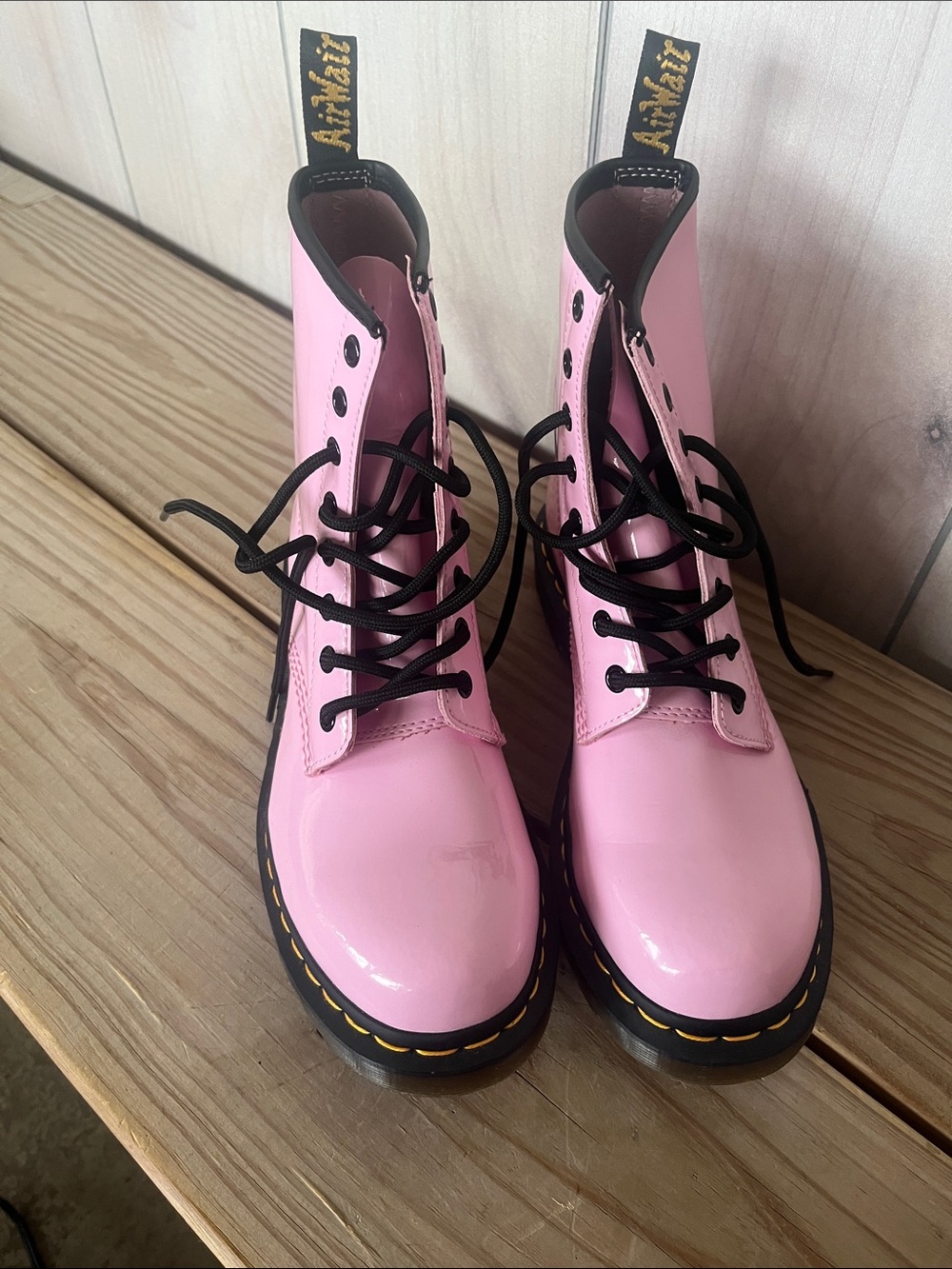 Dr. Martens Glossy Pink Lace-Up Combat Boots